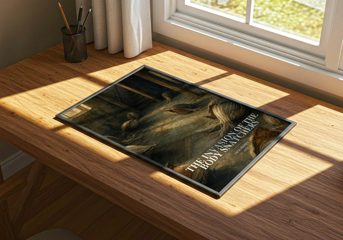 The Invasion of the Body Snatchers watercolour book poster framed on wall – sci fi wall art