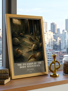 The Invasion of the Body Snatchers book cover print framed by window – literary home decor