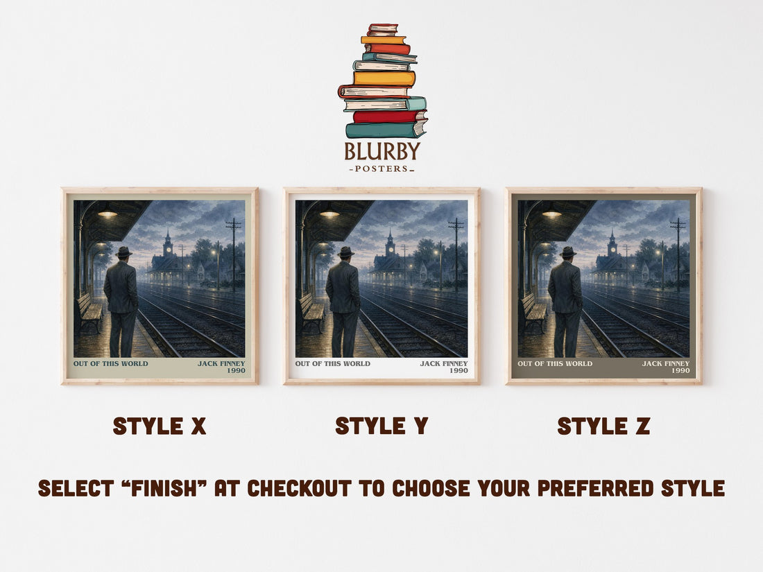 Out of this world literary print in frame leaning in hallway – sci fi wall art (mockup)