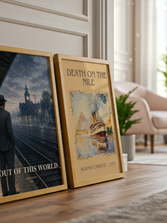 Out of this world watercolour print framed by window – literary home decor