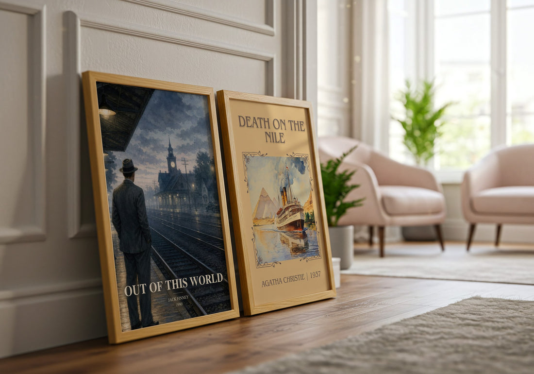 Out of this world watercolour print framed by window – literary home decor