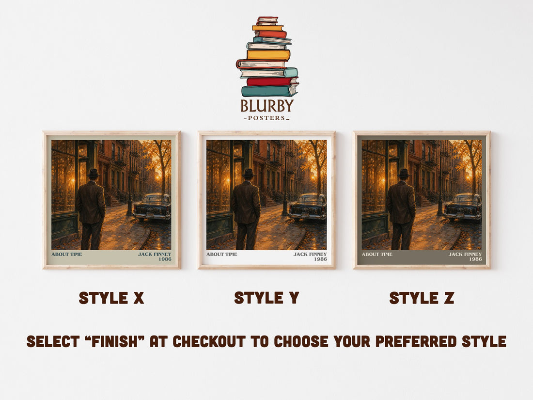 About time literary print in frame leaning in hallway – sci fi wall art (mockup)