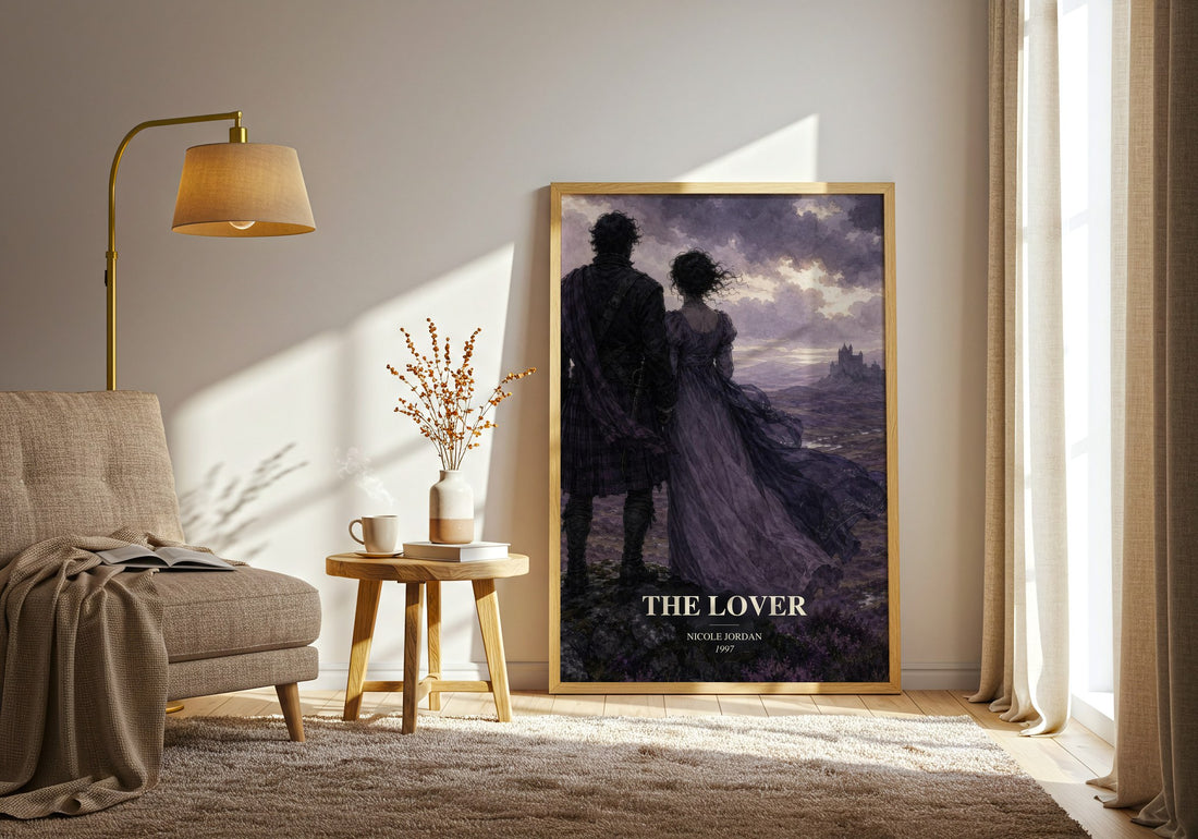 The Lover watercolour print in frame leaning in hallway – romance wall art
