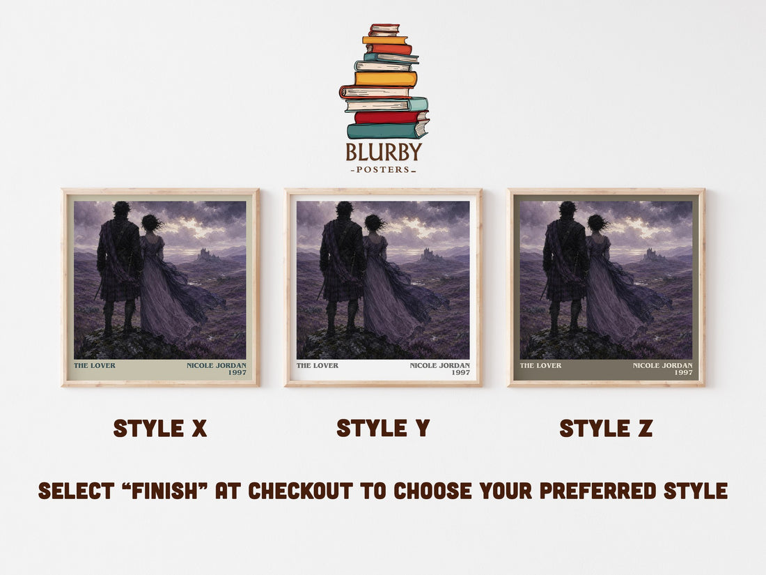 The Lover literary print in frame leaning in hallway – romance wall art (mockup)