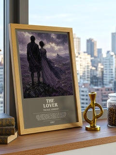 The Lover bookish print framed by window – literary home decor