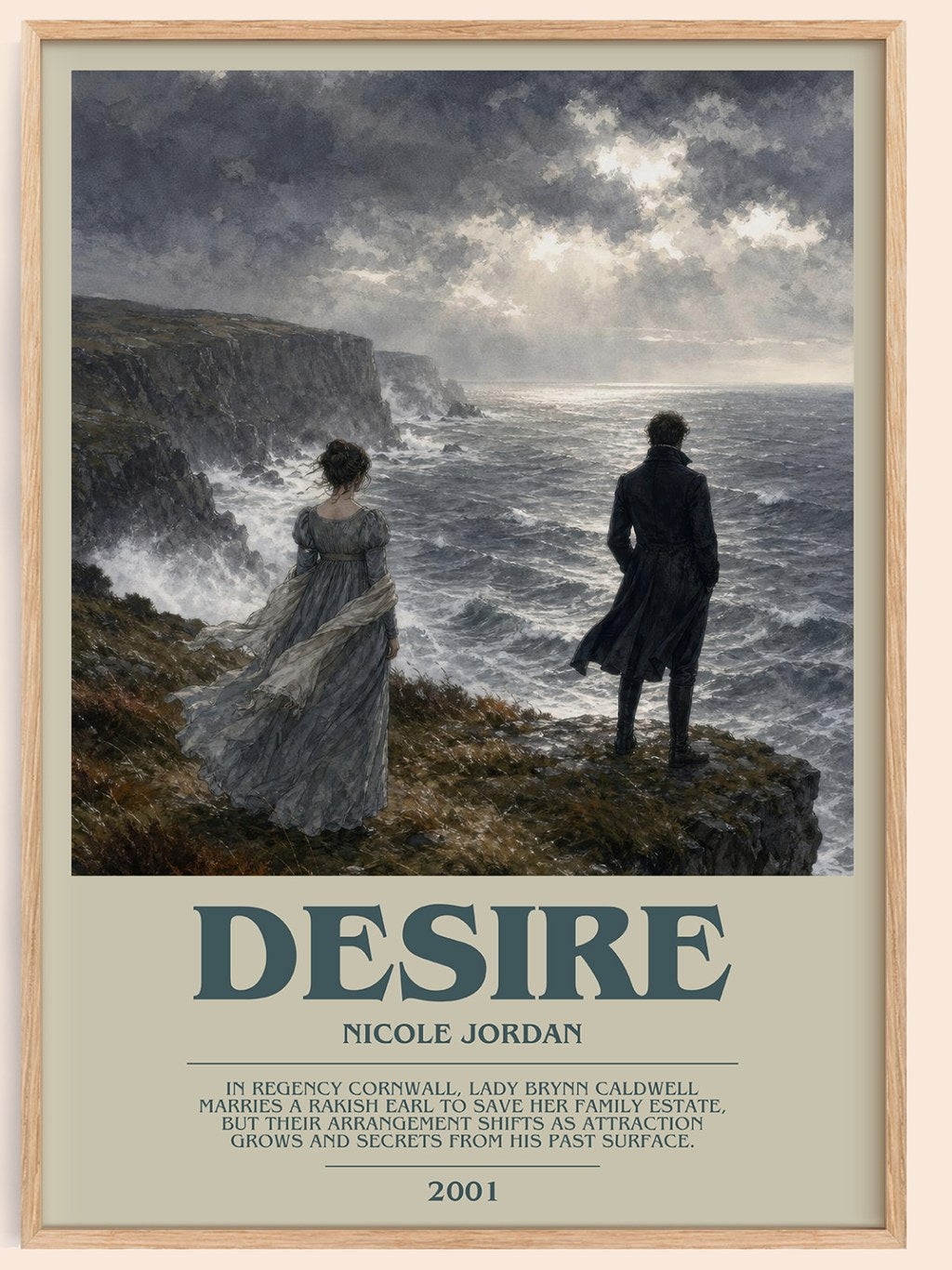 Desire bookish book poster by Nicole Jordan – framed literary art print