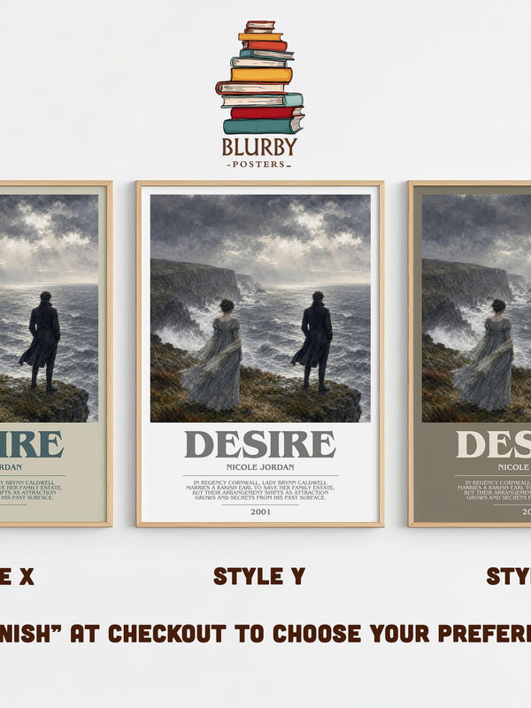 Desire bookish print in frame leaning in hallway – romance wall art