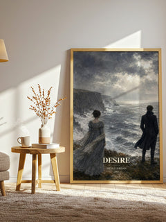 Desire watercolour print in frame leaning in hallway – romance wall art