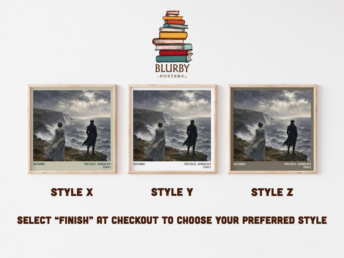 Desire literary print in frame leaning in hallway – romance wall art (mockup)