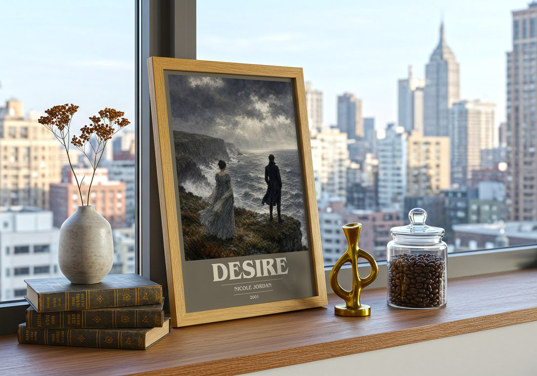 Desire book cover print framed by window – literary home decor