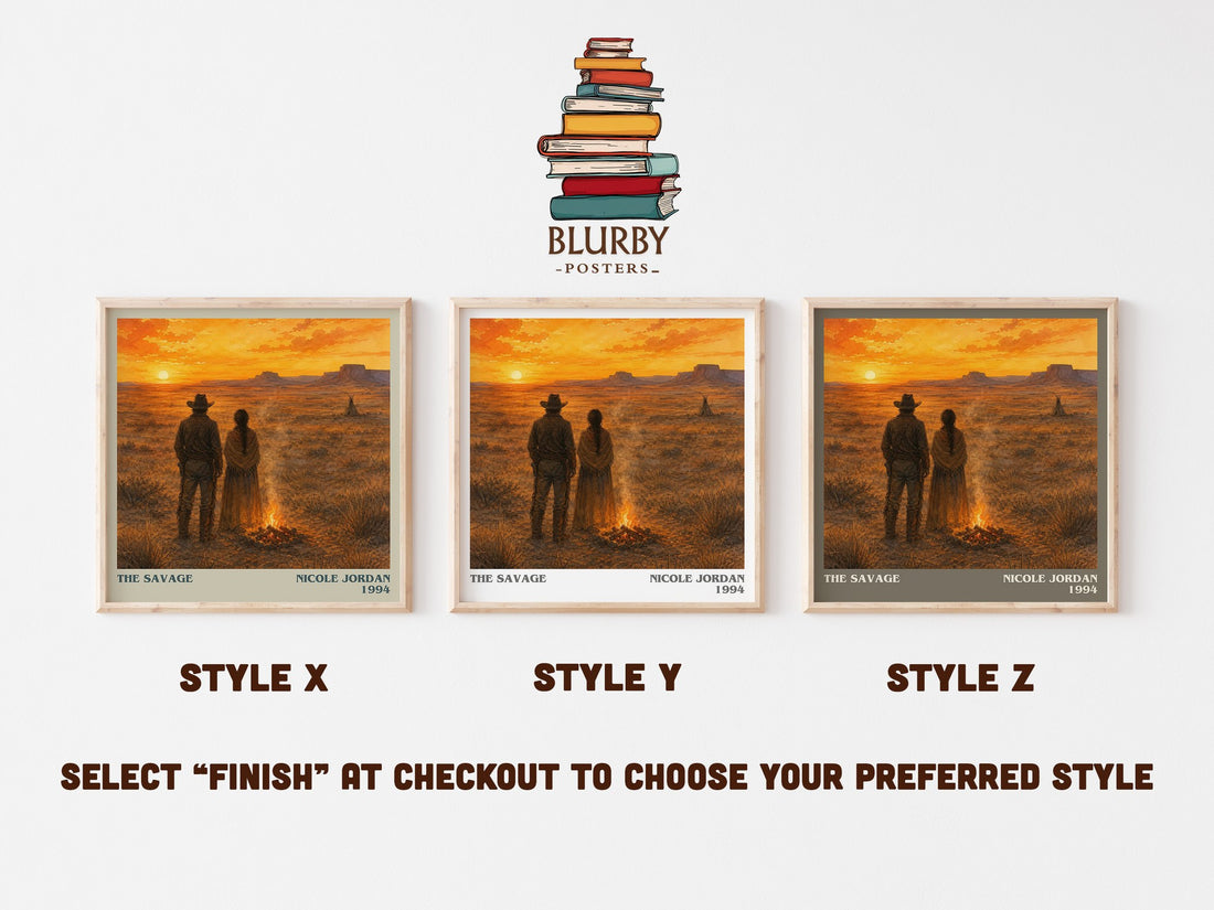 The Savage literary print in frame leaning in hallway – romance wall art (mockup)