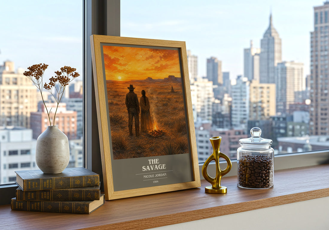 The Savage book cover print framed by window – literary home decor