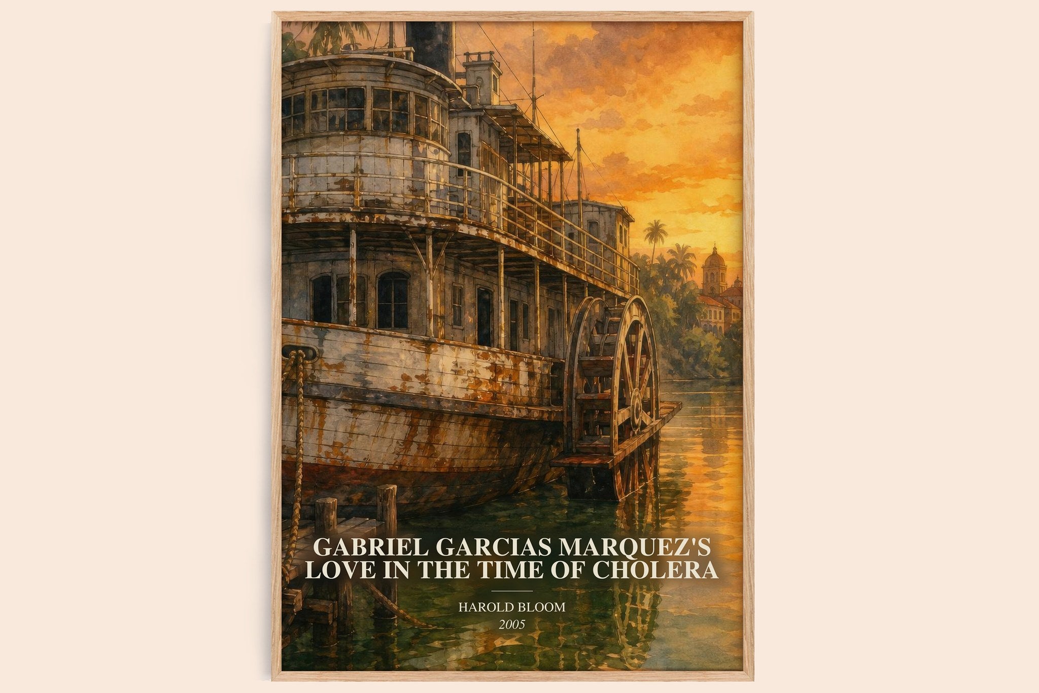 Gabriel Garcias Marquez's Love In The Time Of Cholera Book Watercolour Illustration by Harold Bloom
