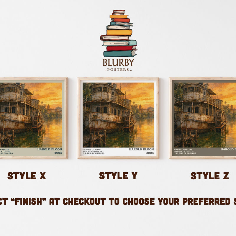 Gabriel Garcias Marquez's Love In The Time Of Cholera literary print in frame leaning in hallway – non fiction wall art