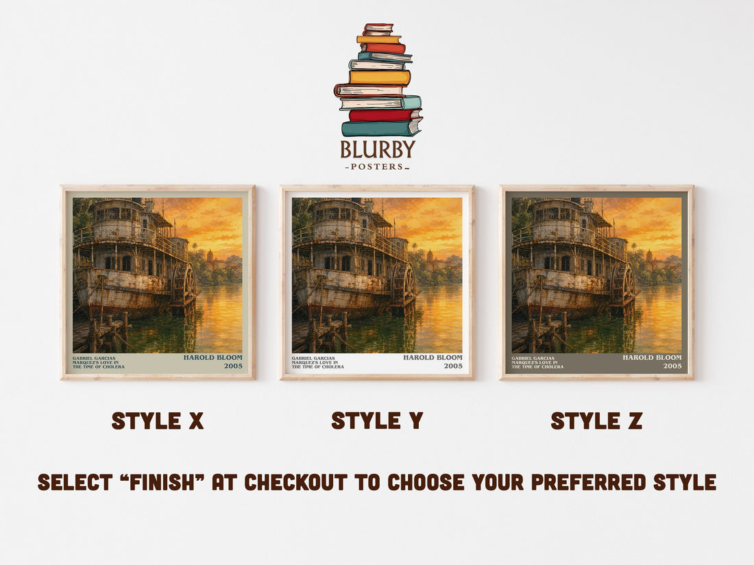 Gabriel Garcias Marquez's Love In The Time Of Cholera literary print in frame leaning in hallway – non fiction wall art (mockup)