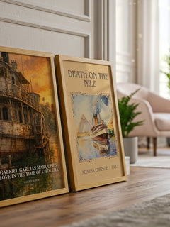 Gabriel Garcias Marquez's Love In The Time Of Cholera watercolour print framed by window – literary home decor