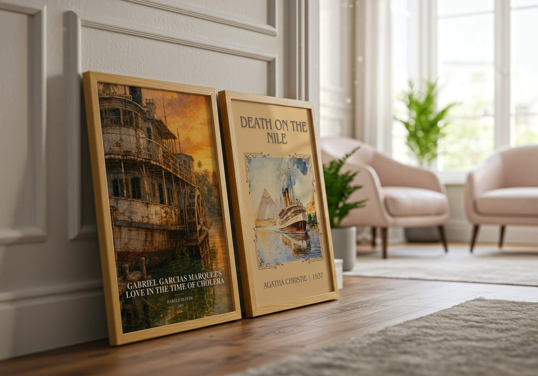 Gabriel Garcias Marquez's Love In The Time Of Cholera watercolour print framed by window – literary home decor