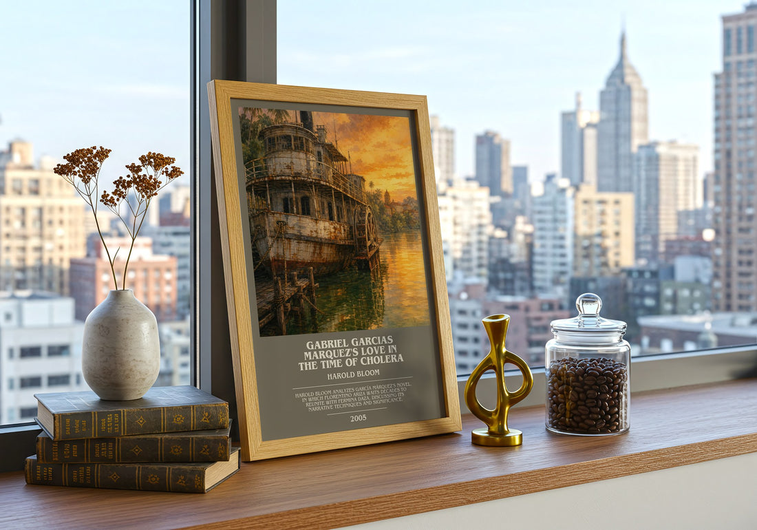 Gabriel Garcias Marquez's Love In The Time Of Cholera bookish print framed by window – literary home decor