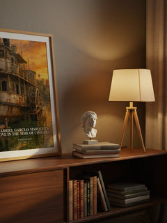 Gabriel Garcias Marquez's Love In The Time Of Cholera watercolour print on bookshelf – Harold Bloom fan gift