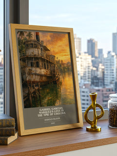 Gabriel Garcias Marquez's Love In The Time Of Cholera book cover print framed by window – literary home decor