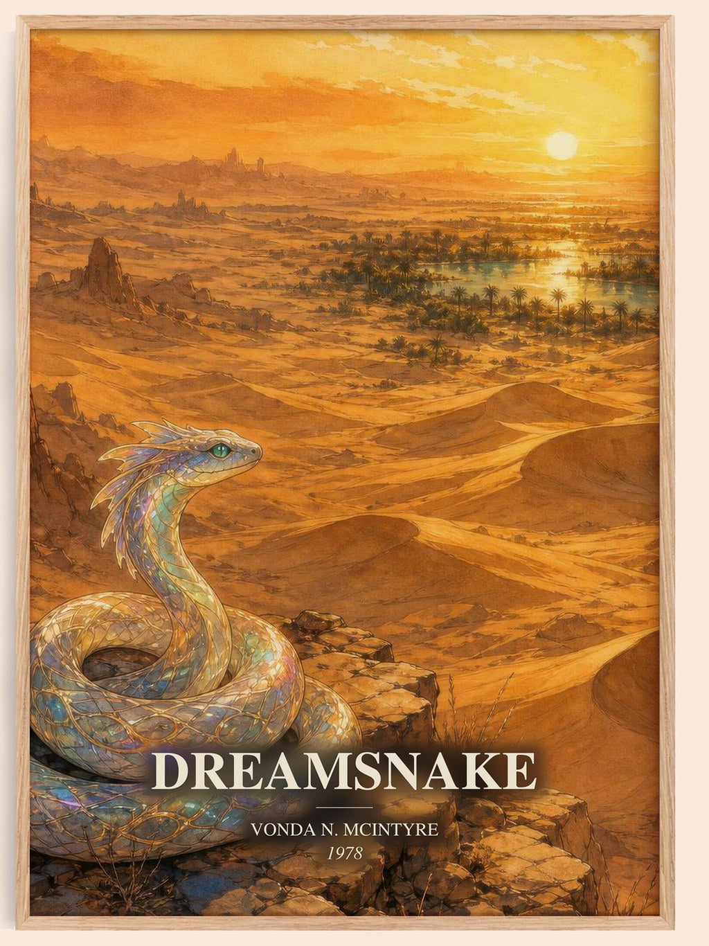 Dreamsnake watercolour book poster by Vonda N. McIntyre – framed literary art print