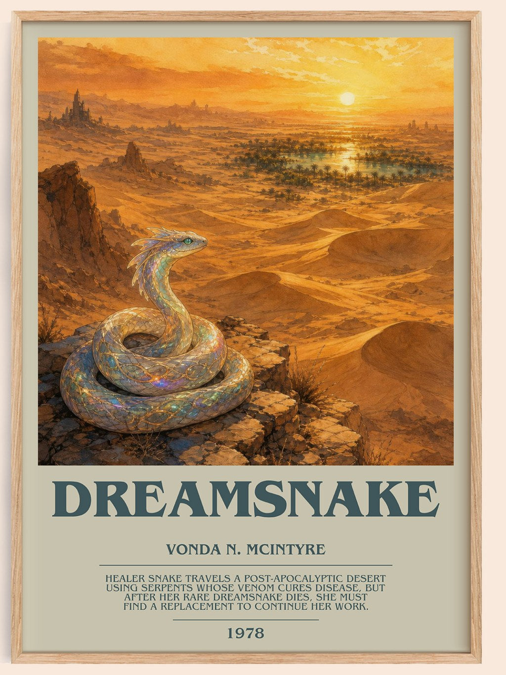 Dreamsnake bookish book poster by Vonda N. McIntyre – framed literary art print