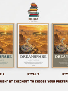 Dreamsnake bookish print in frame leaning in hallway – sci fi wall art