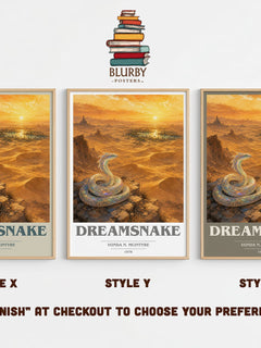 Dreamsnake book cover print in frame leaning in hallway – sci fi wall art