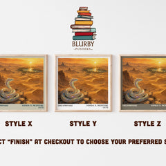 Dreamsnake literary print in frame leaning in hallway – sci fi wall art