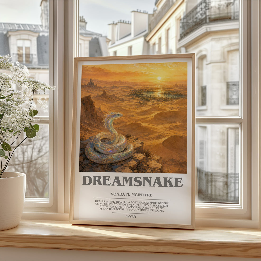 Dreamsnake bookish poster colour and style options – Vonda N. McIntyre book art