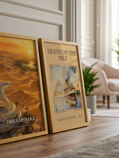 Dreamsnake watercolour print framed by window – literary home decor