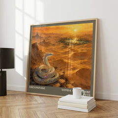 Dreamsnake literary print framed by window – literary home decor