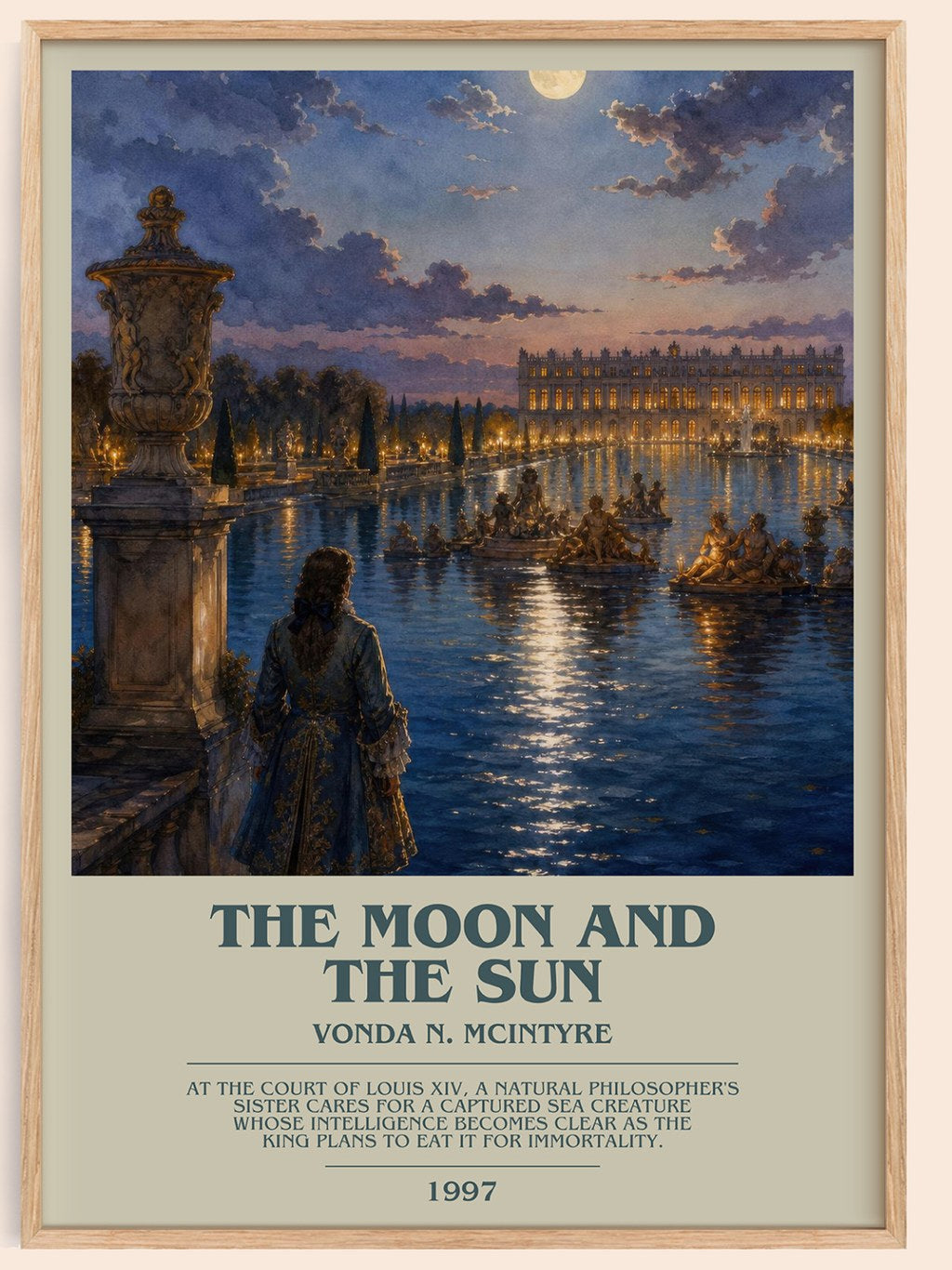 The Moon and the Sun bookish book poster by Vonda N. McIntyre – framed literary art print