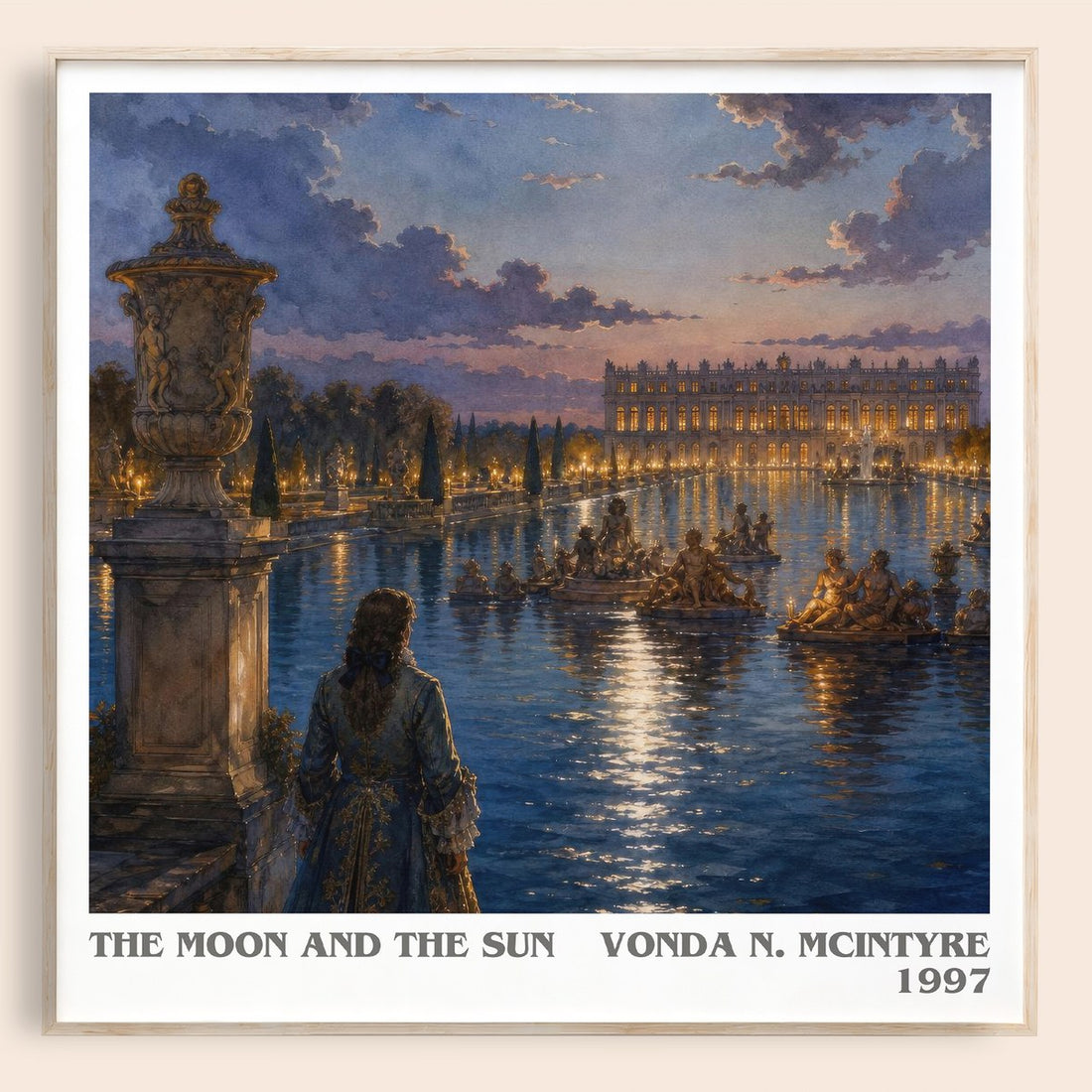 The Moon and the Sun literary book poster by Vonda N. McIntyre – framed literary art print