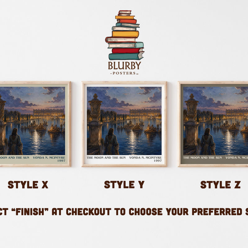 The Moon and the Sun literary print in frame leaning in hallway – fantasy wall art