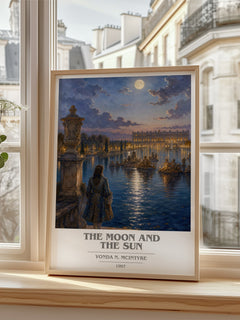 The Moon and the Sun book cover poster colour and style options – Vonda N. McIntyre book art
