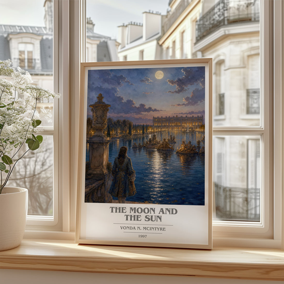 The Moon and the Sun book cover poster colour and style options – Vonda N. McIntyre book art