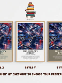 The Entropy Effect bookish print in frame leaning in hallway – sci fi wall art