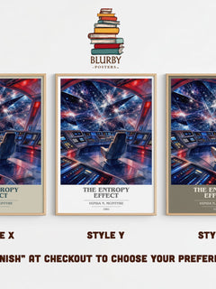 The Entropy Effect book cover print in frame leaning in hallway – sci fi wall art