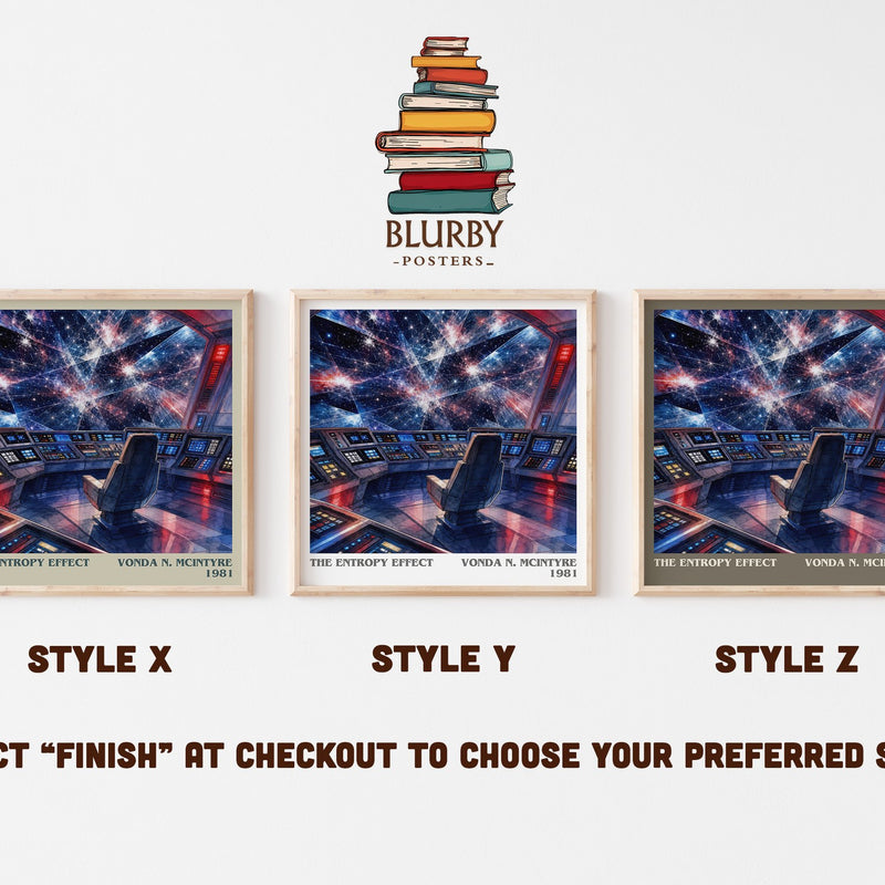 The Entropy Effect literary print in frame leaning in hallway – sci fi wall art