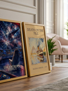 The Entropy Effect watercolour print framed by window – literary home decor