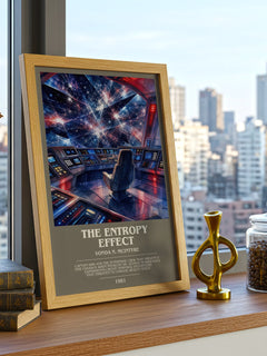 The Entropy Effect bookish print framed by window – literary home decor