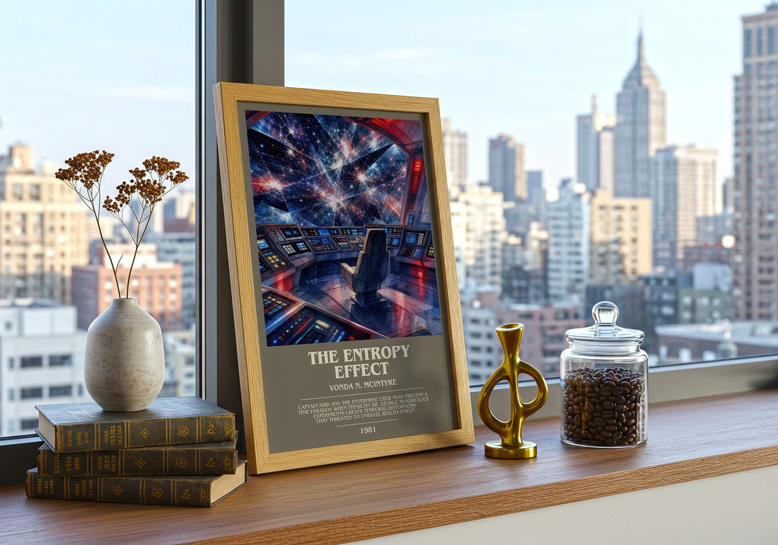 The Entropy Effect bookish print framed by window – literary home decor