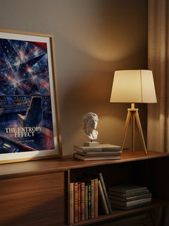 The Entropy Effect watercolour print on bookshelf – Vonda N. McIntyre fan gift