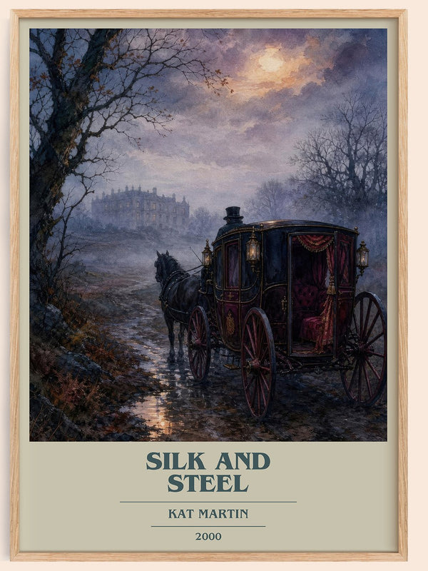 Silk and Steel book cover book poster by Kat Martin – framed literary art print
