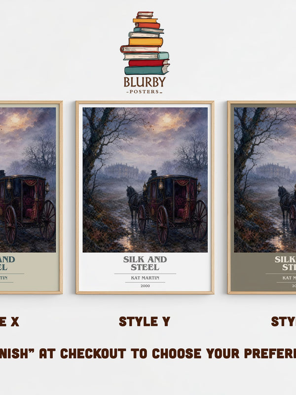 Silk and Steel book cover print in frame leaning in hallway – romance wall art
