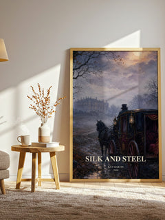 Silk and Steel watercolour print in frame leaning in hallway – romance wall art