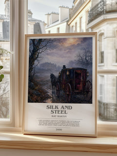 Silk and Steel bookish poster colour and style options – Kat Martin book art