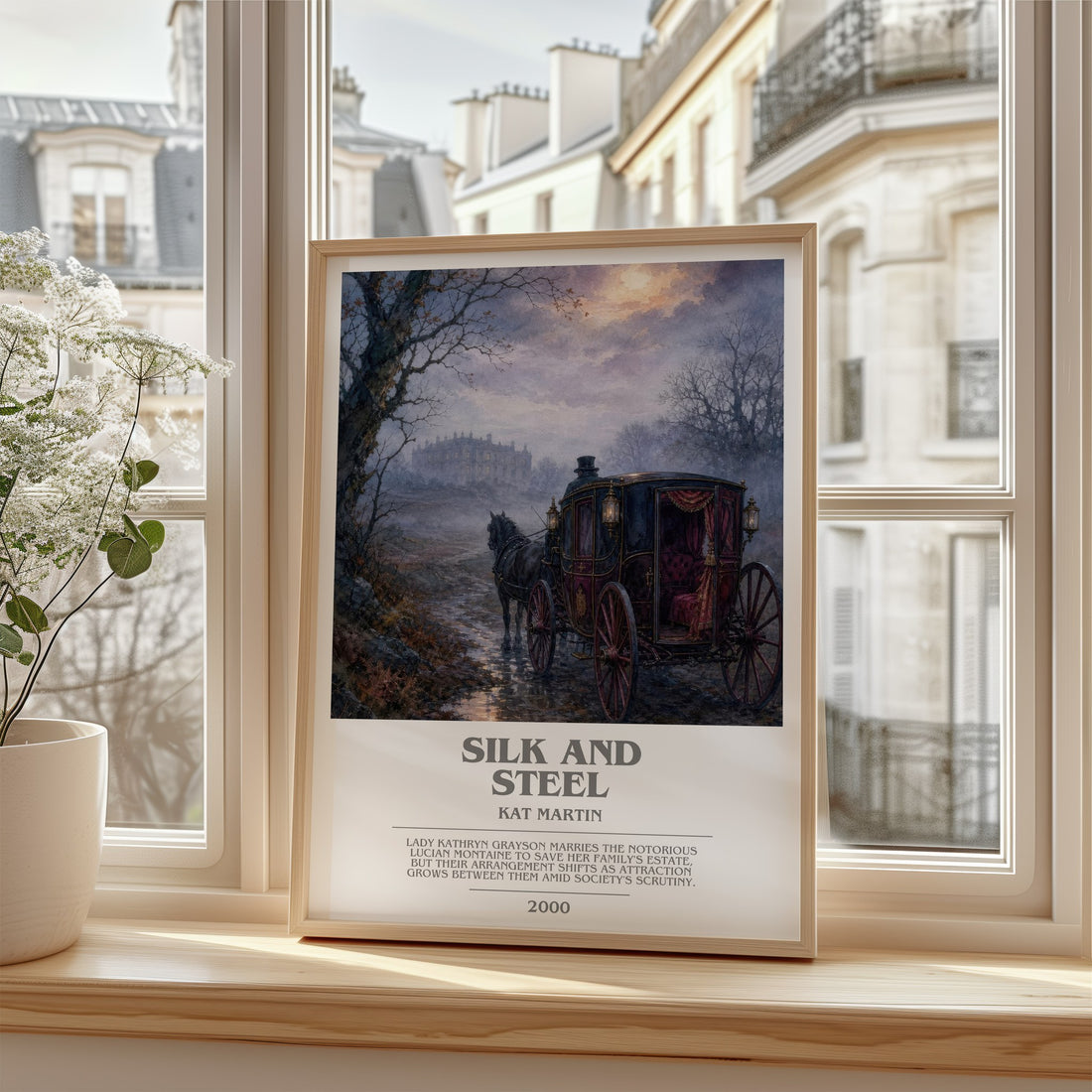 Silk and Steel bookish poster colour and style options – Kat Martin book art