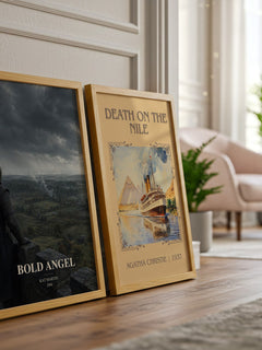 Bold Angel watercolour print framed by window – literary home decor